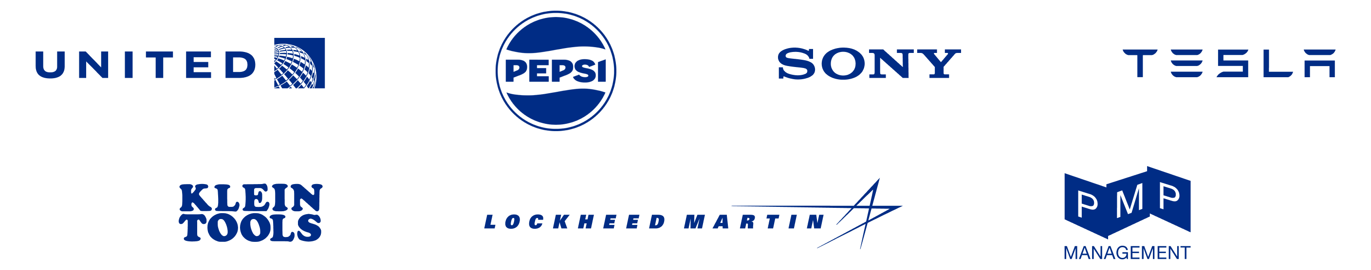 Trusted by: United Airlines, Pepsi, Sony, Tesla, Klein Tools, Lockheed Martin and PMP Management